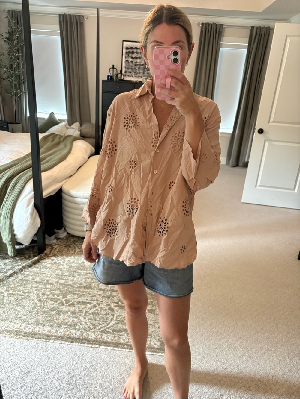 NWT Zara Women's Eyelet Button-Down Shirt